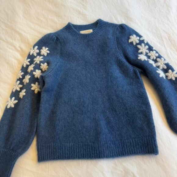 Sezane blue sweater with white - Picture 4 of 4